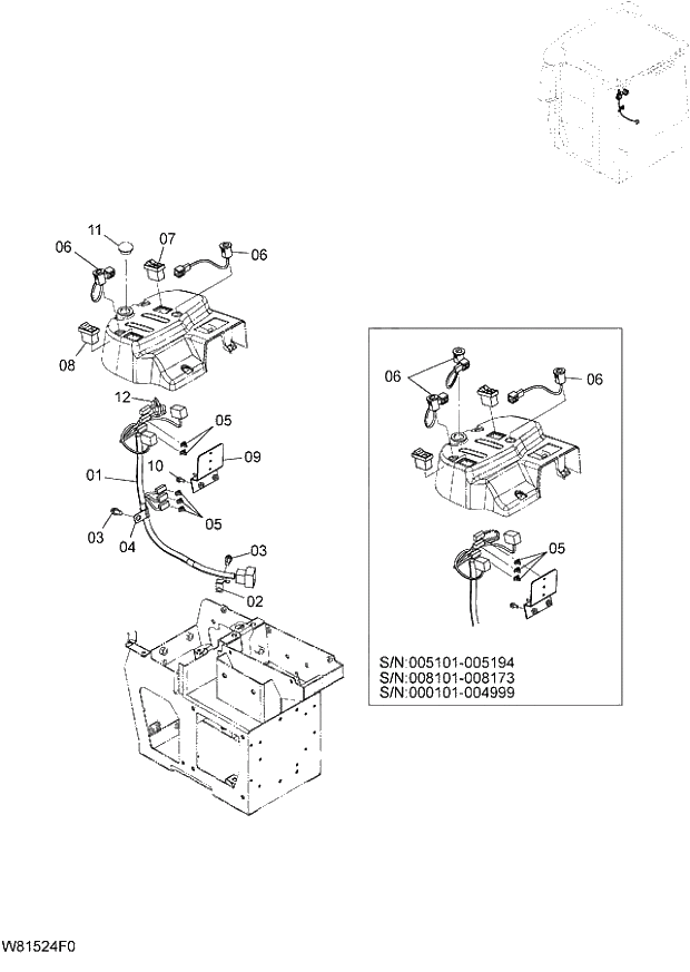 Схема запчастей Hitachi ZW180 - 132 ELECTRIC PARTS (FOR 2-SPOOL) (6CF,H3F,HCF,HEF) (2PL) (000101-004999, 005101-). 05 ELECTRICAL SYSTEM