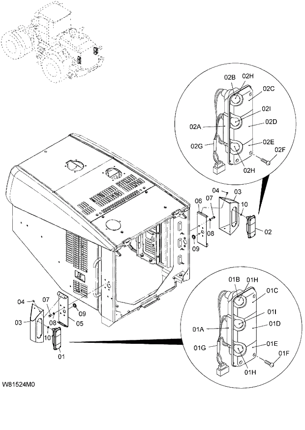 Схема запчастей Hitachi ZW180 - 140 REAR COMBINATION LAMP (6CF,HCF,HEF,HLF) (CLR001) (005101-). 05 ELECTRICAL SYSTEM