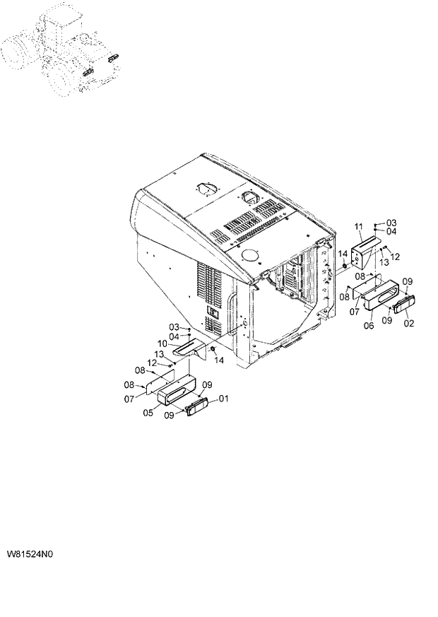 Схема запчастей Hitachi ZW180 - 141 REAR COMBINATION LAMP (EU) (H3F,HEF,HLF,HPF) (CLR003) (000101-004999, 005101-). 05 ELECTRICAL SYSTEM