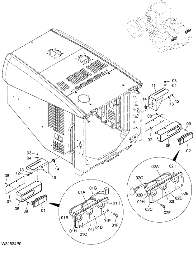 Схема запчастей Hitachi ZW180 - 142 REAR COMBINATION LAMP (6CF,HCF) (RRE001) (005101-007999). 05 ELECTRICAL SYSTEM