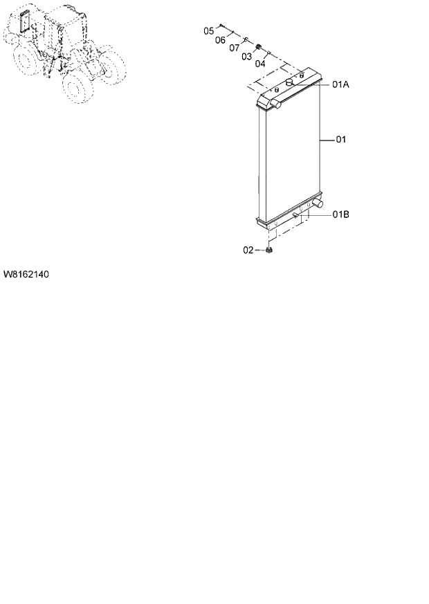 Схема запчастей Hitachi ZW220 - 004_RADIATOR(RAD) (000101-004999, 005101-). 01 ENGINE