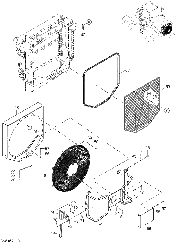 Схема запчастей Hitachi ZW220 - 005_COOLING DEVICE PARTS (000101-004999, 005101-). 01 ENGINE