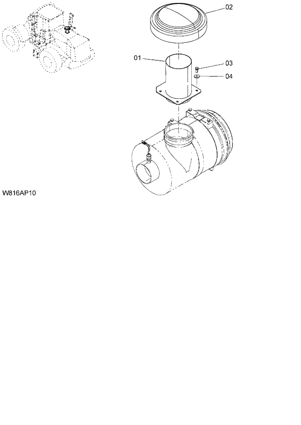 Схема запчастей Hitachi ZW220 - 022_RAINCAP(APL001) (000101-004999, 005101-). 01 ENGINE