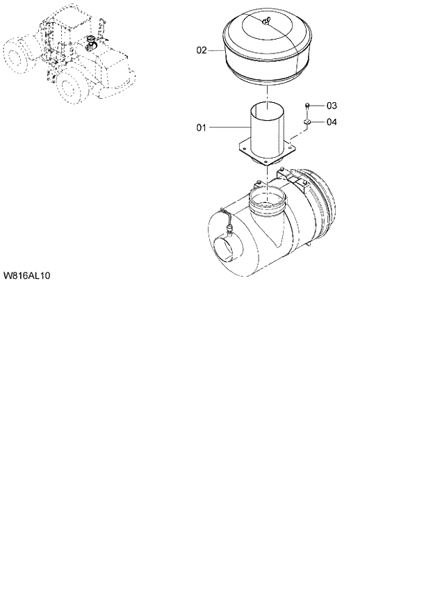 Схема запчастей Hitachi ZW220 - 023_PRE-CLEANER(APL002) (000101-004999, 005101-). 01 ENGINE