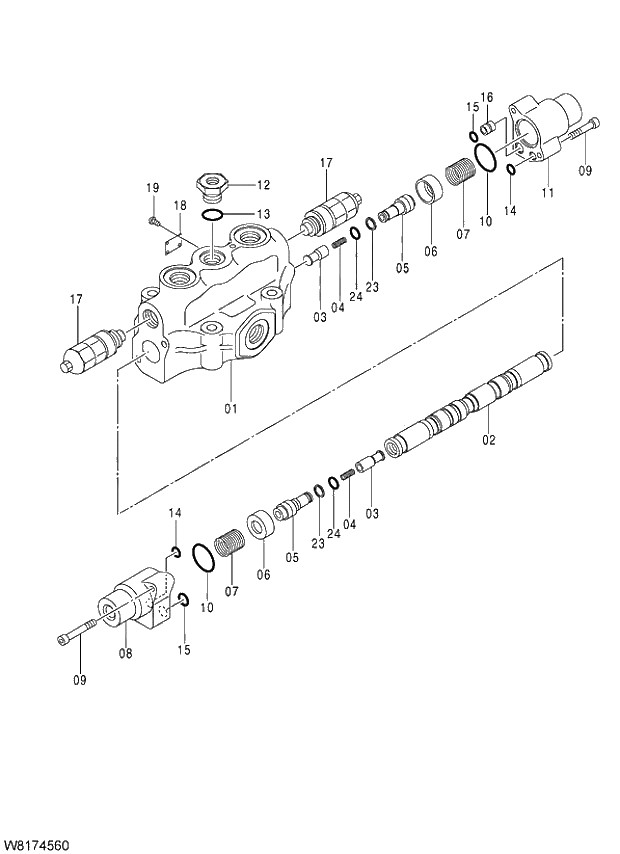 Схема запчастей Hitachi ZW310 - 004 VALVE STEERING. 03 VALVE