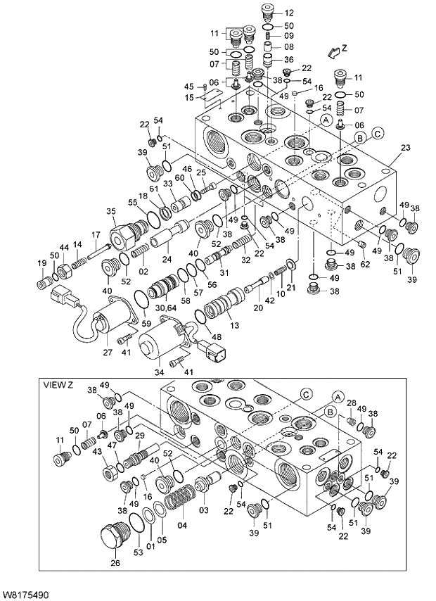 Схема запчастей Hitachi ZW310 - 008 VALVE CHARGE. 03 VALVE