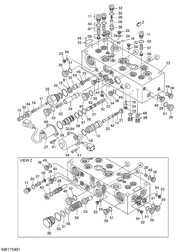 Схема запчастей Hitachi ZW310A - 009 VALVE CHARGE. 03 VALVE