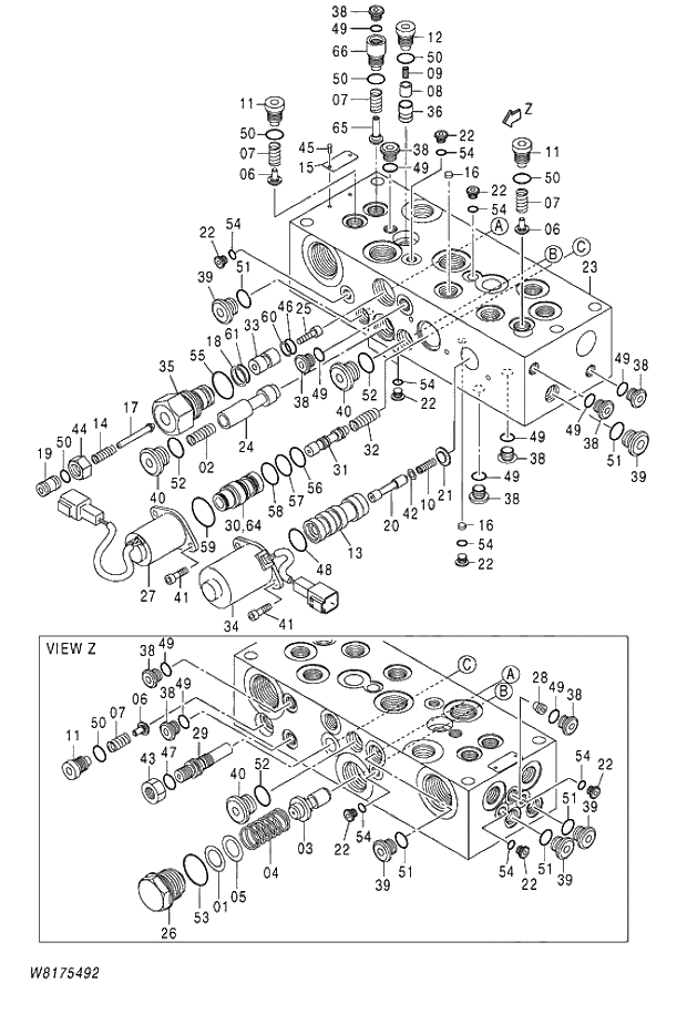 Схема запчастей Hitachi ZW310A - 010 VALVE CHARGE. 03 VALVE