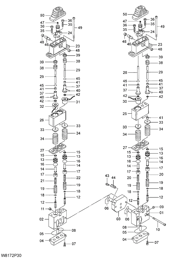 Схема запчастей Hitachi ZW310 - 014 VALVE PILOT(2PL, 2PL003). 03 VALVE