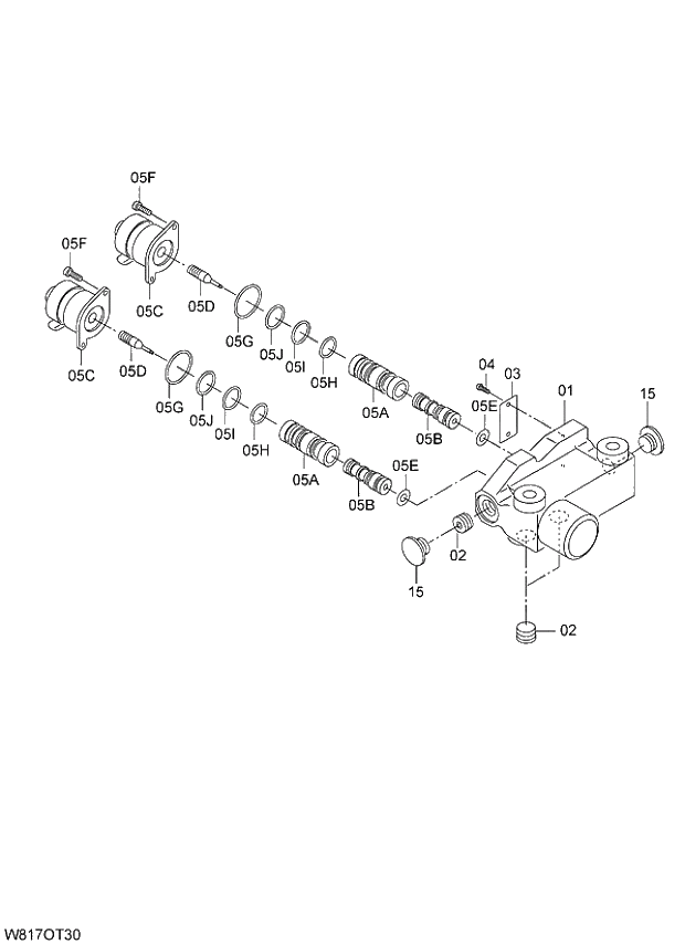 Схема запчастей Hitachi ZW310 - 015 VALVE SOLENOID(OTC002). 03 VALVE