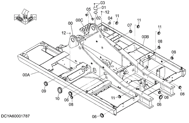 Схема запчастей Hitachi ZX280LC-5G - 001 FRAME 01 FRAME,COVER