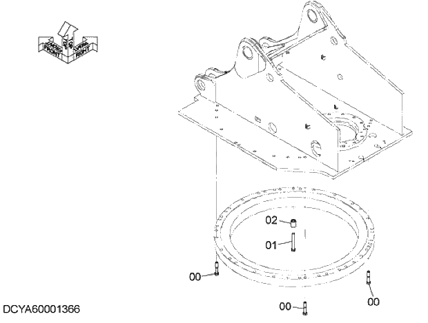 Схема запчастей Hitachi ZX280LC-5G - 002 SWING BEARING PARTS (UPPERSTRUCTURE) 01 FRAME,COVER