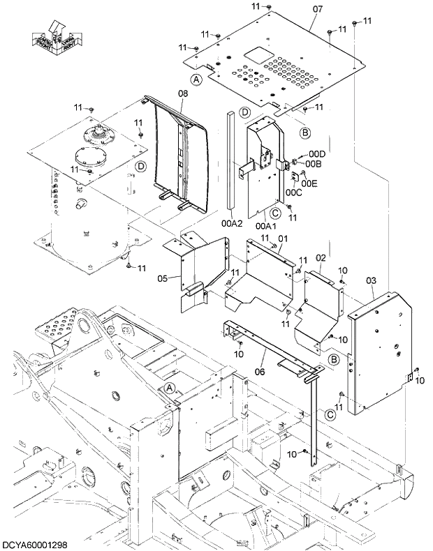 Схема запчастей Hitachi ZX280-5G - 013 COVER (6) 01 FRAME,COVER