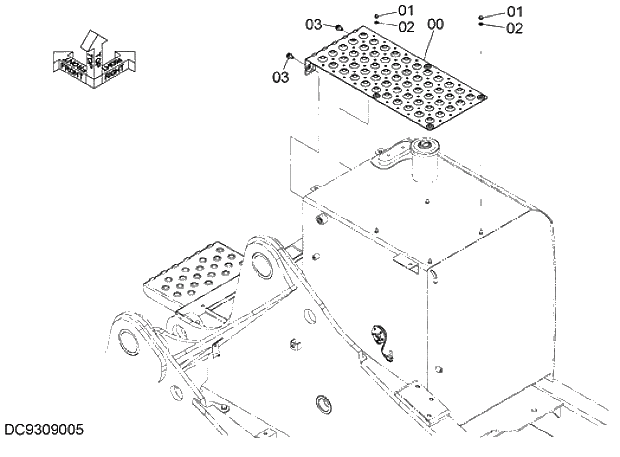 Схема запчастей Hitachi ZX280LC-5G - 027 ANTI SLIP COVER (FUEL TANK) 01 FRAME,COVER