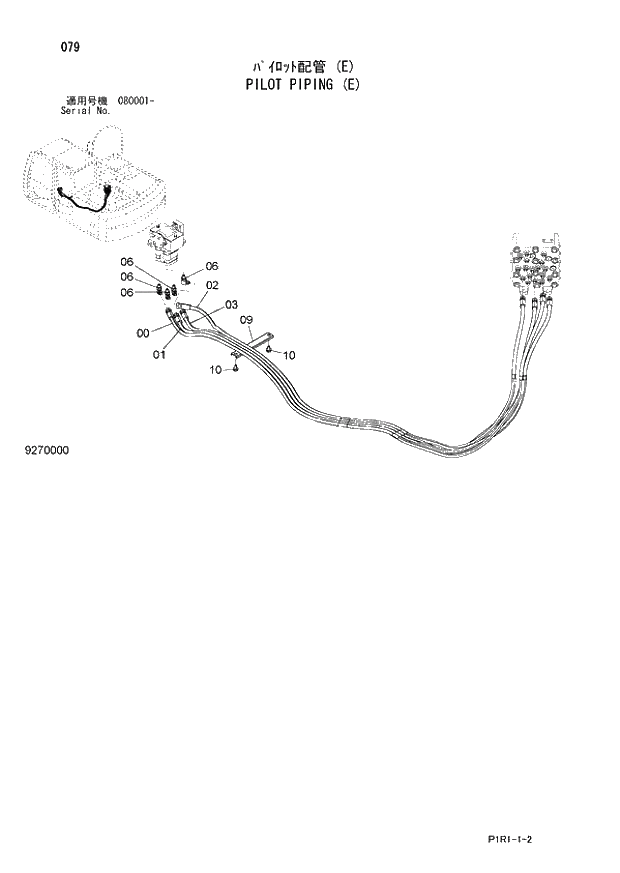 Схема запчастей Hitachi ZX130K-3 - 079_PILOT PIPING (E) (080001 -). 01 UPPERSTRUCTURE