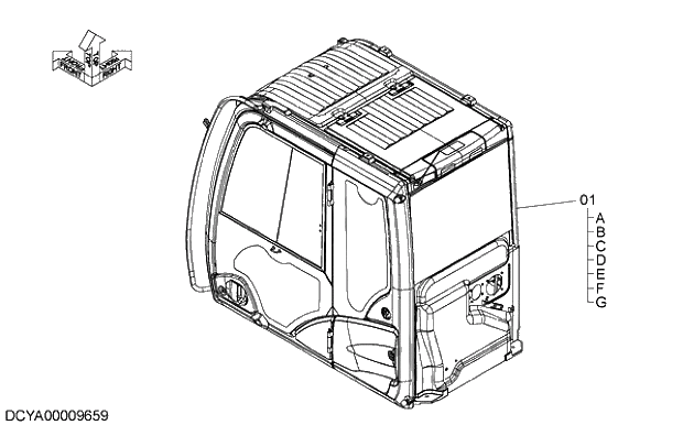 Схема запчастей Hitachi ZX330-5G - 001 CAB (MOBILE COMMUNICATIONS) 08 CAB