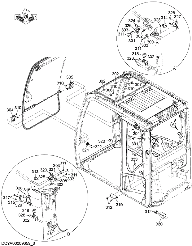 Схема запчастей Hitachi ZX330LC-5G - 005 CAB (3) 08 CAB