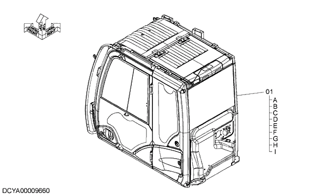 Схема запчастей Hitachi ZX330-5G - 010 CAB (MOBILE COMMUNICATIONS)(WITH GUARD SEAT) 08 CAB