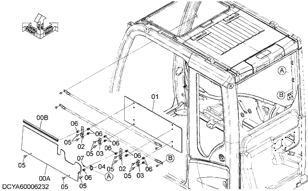 Схема запчастей Hitachi ZX330LC-5G - 026 SUNVISOR (R WINDOW) 08 CAB