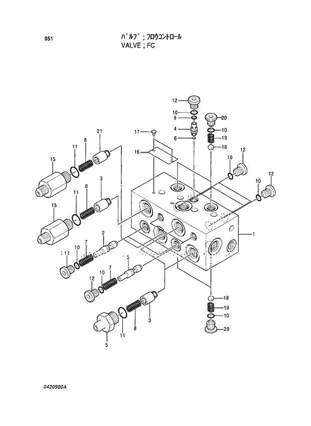 Схема запчастей Hitachi EX450H-5 - 051 VALVE;FC 03 VALVE