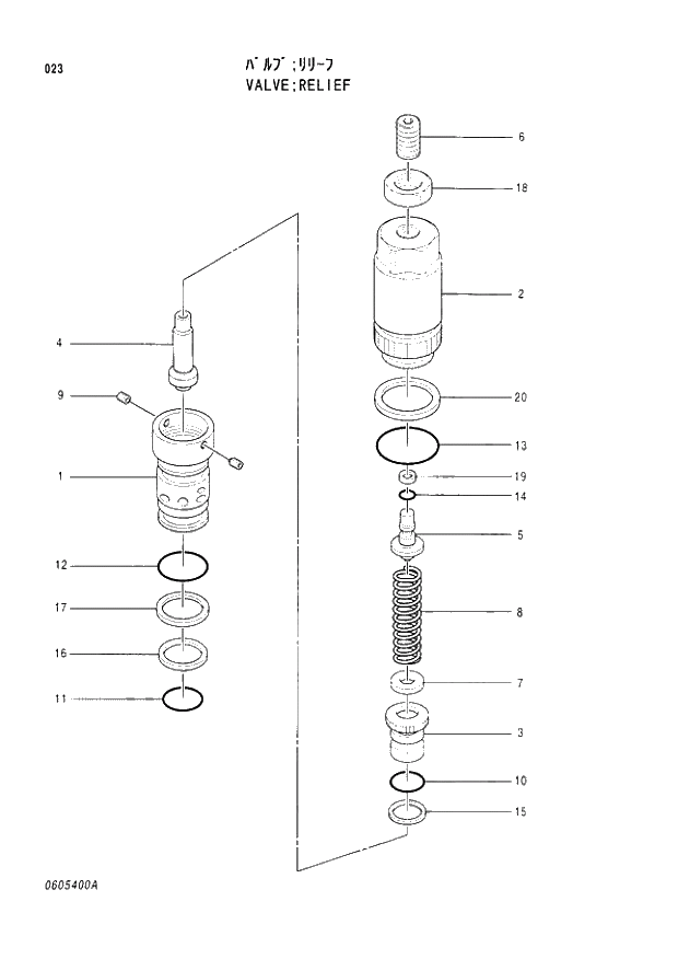 Схема запчастей Hitachi EX120-3 - 023 RELIEF VALVE. 02MOTOR