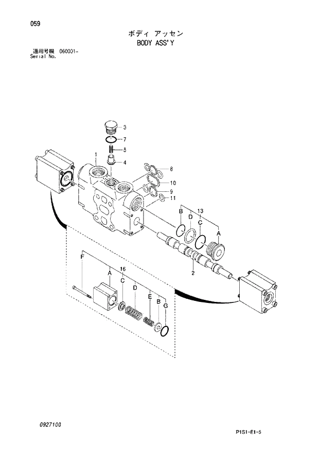 Схема запчастей Hitachi ZX130LCN - 059_BODY ASSY (060001 -). 03 VALVE