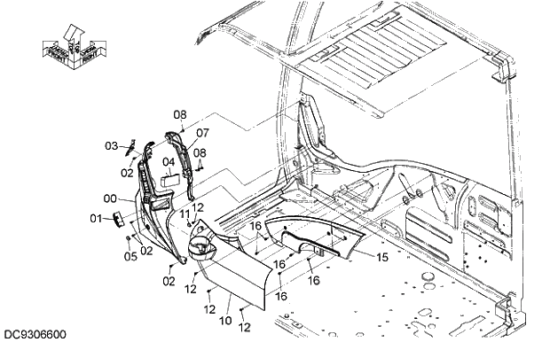 Схема запчастей Hitachi ZX470R-5G - 010 RIGHT COVER 11 FLOOR PARTS