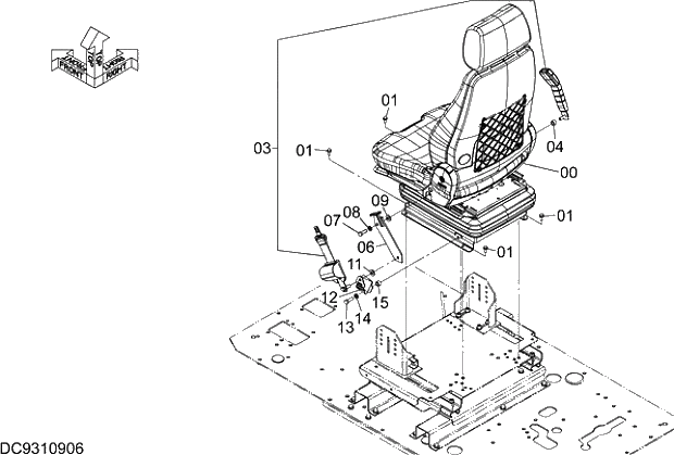 Схема запчастей Hitachi ZX470LCH-5G - 021 SUSPENSION SEAT PARTS 11 FLOOR PARTS