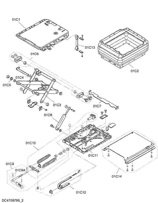 Схема запчастей Hitachi ZX470R-5G - 023 SUSPENSION SEAT (2) 11 FLOOR PARTS