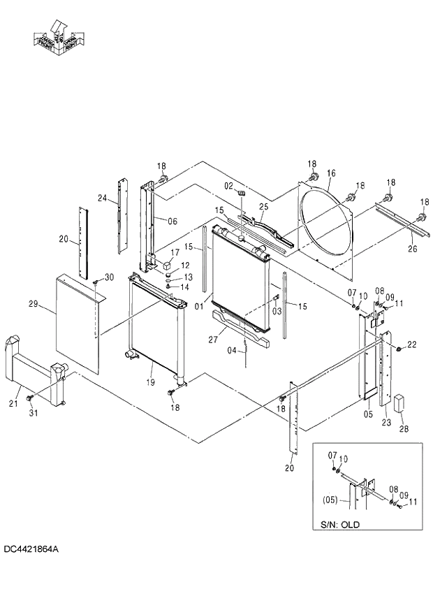 Схема запчастей Hitachi ZX130H - 014_RADIATOR (060001-). 01 UPPERSTRUCTURE