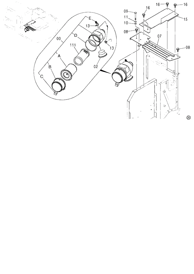 Схема запчастей Hitachi ZX130K - 019_AIR CLEANER (D02_04-). 01 UPPERSTRUCTURE