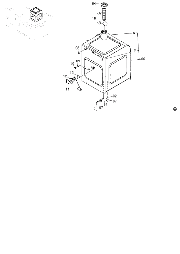 Схема запчастей Hitachi ZX130H - 025_FUEL TANK (060001-). 01 UPPERSTRUCTURE