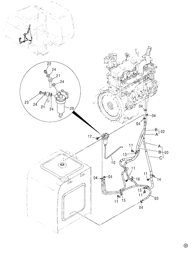 Схема запчастей Hitachi ZX130H - 027_FUEL PIPING (060001-). 01 UPPERSTRUCTURE