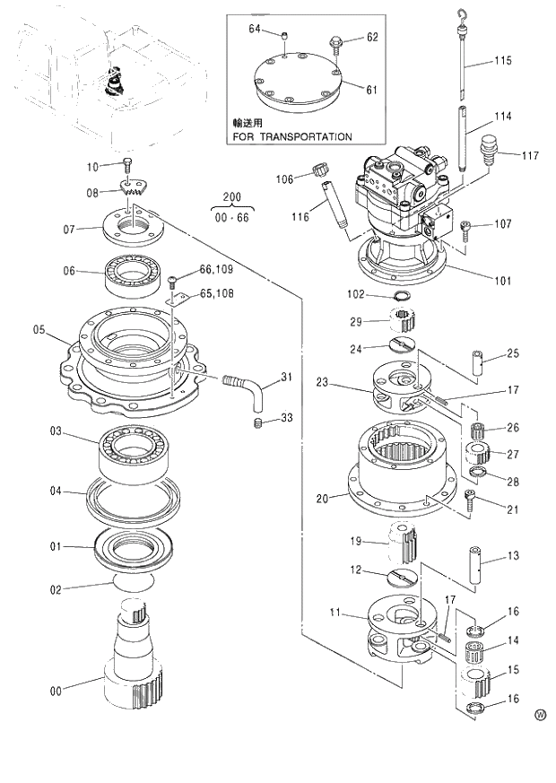 Схема запчастей Hitachi ZX130H - 032_SWING DEVICE (060001-). 01 UPPERSTRUCTURE
