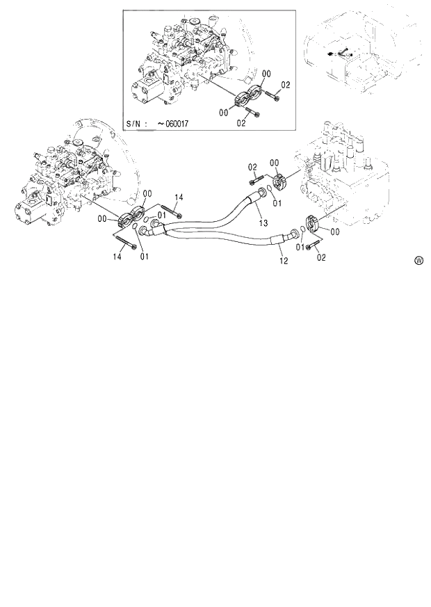 Схема запчастей Hitachi ZX120-E - 038_DELIVERY PIPING (060001-). 01 UPPERSTRUCTURE