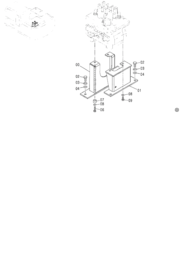 Схема запчастей Hitachi ZX130H - 061_CONTROL VALVE SUPPORT (060001-). 01 UPPERSTRUCTURE