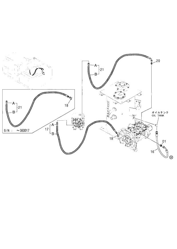 Схема запчастей Hitachi ZX130K - 066_PILOT PIPING (B) (060001-). 01 UPPERSTRUCTURE