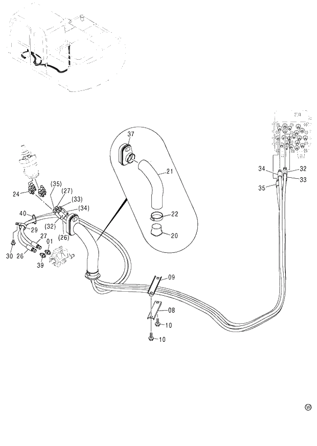 Схема запчастей Hitachi ZX120 - 073_PILOT PIPING (G) (060001-). 01 UPPERSTRUCTURE