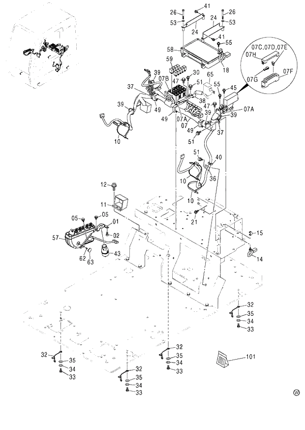 Схема запчастей Hitachi ZX130 - 094_ELECTRIC PARTS (E)(AUTO. ENGINE CONTROL) E (060001-). 01 UPPERSTRUCTURE