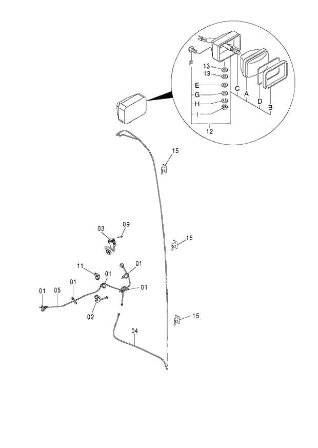 Схема запчастей Hitachi ZX130K - 107_REAR HEAD LAMP 120,E,H,K_NA (060001-). 01 UPPERSTRUCTURE
