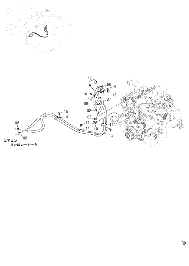 Схема запчастей Hitachi ZX120-E - 126_HEATER PIPING (060001-). 01 UPPERSTRUCTURE