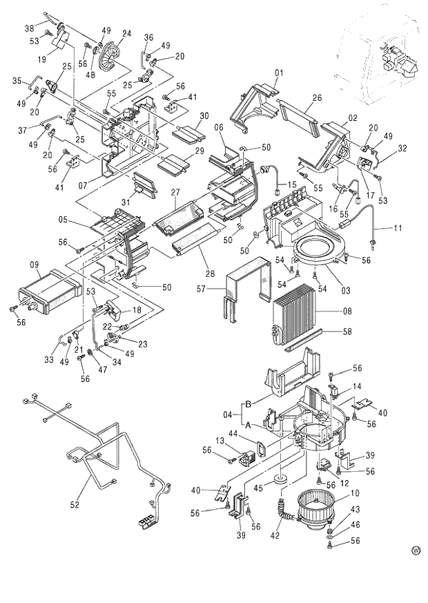 Схема запчастей Hitachi ZX130H - 128_HEATER UNIT (060001-). 01 UPPERSTRUCTURE