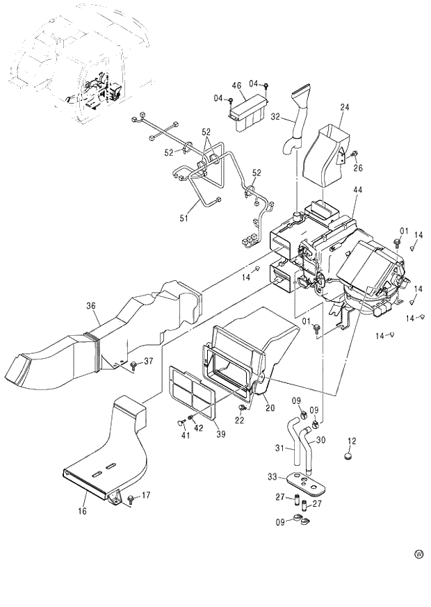 Схема запчастей Hitachi ZX120 - 130_DUCT E (060001-). 01 UPPERSTRUCTURE