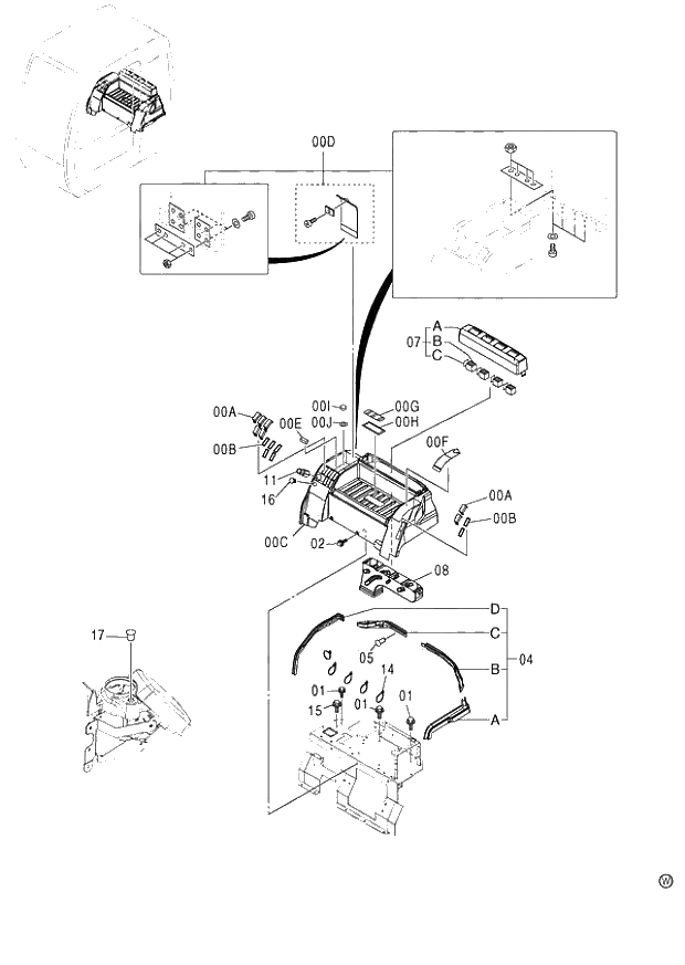 Схема запчастей Hitachi ZX120-E - 132_REAR BOX (HEATER) (060001-). 01 UPPERSTRUCTURE