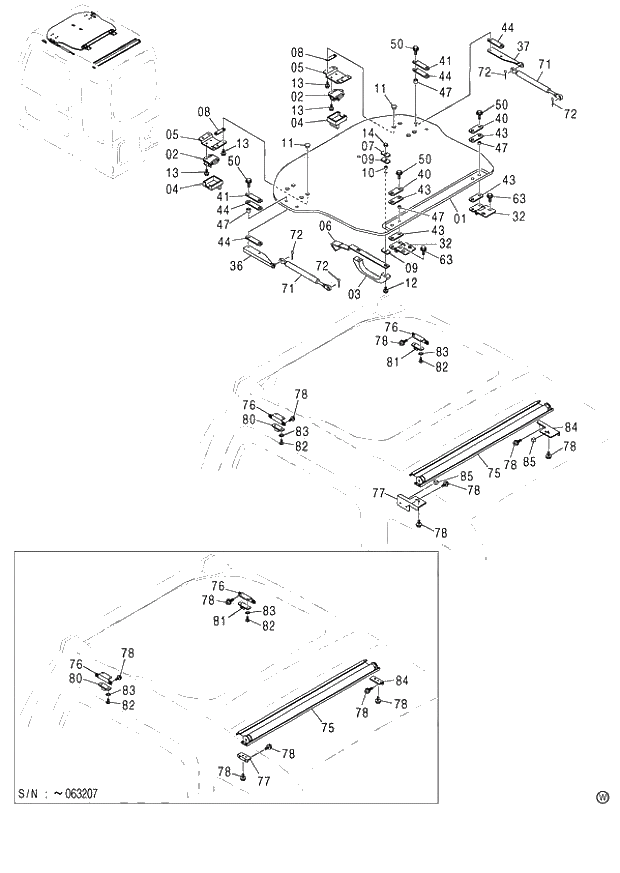 Схема запчастей Hitachi ZX120-E - 156_CAB (6) 130_NA (060001-). 01 UPPERSTRUCTURE