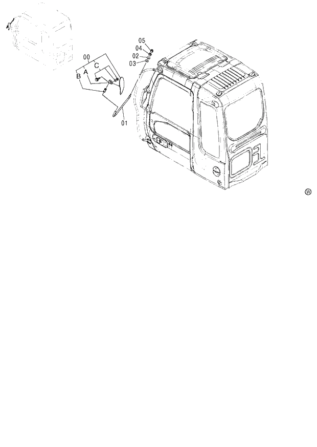 Схема запчастей Hitachi ZX130H - 165_CAB MIRROR (060001-). 01 UPPERSTRUCTURE