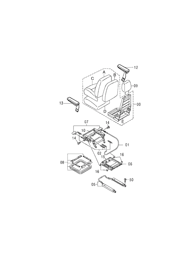 Схема запчастей Hitachi ZX120-E - 175_SEAT (CLOTH) (060001-). 01 UPPERSTRUCTURE