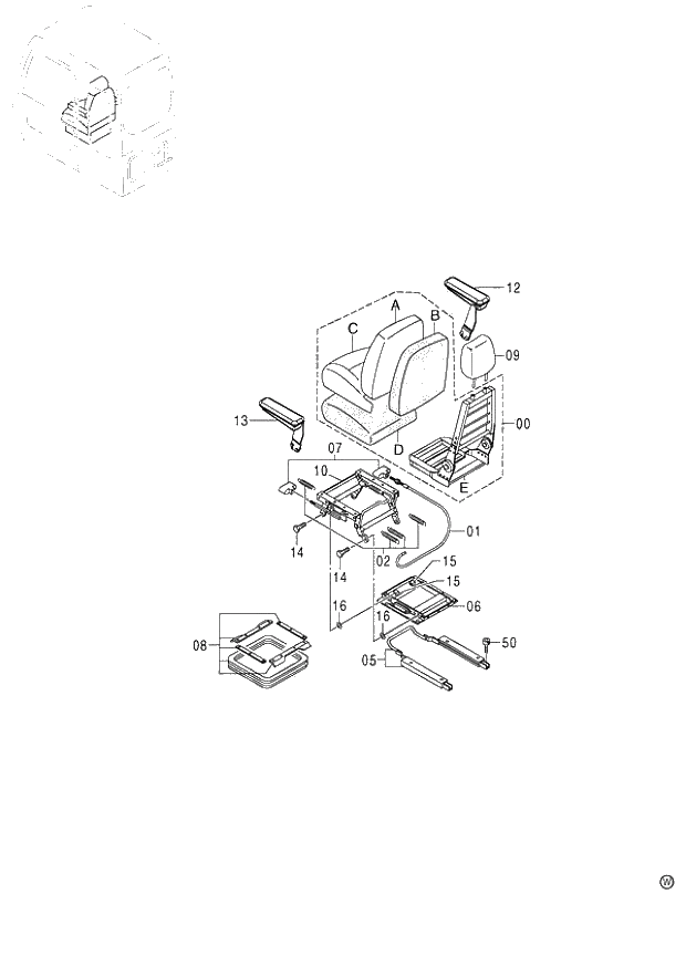 Схема запчастей Hitachi ZX120-E - 176_SEAT (VINYL) (060001-). 01 UPPERSTRUCTURE