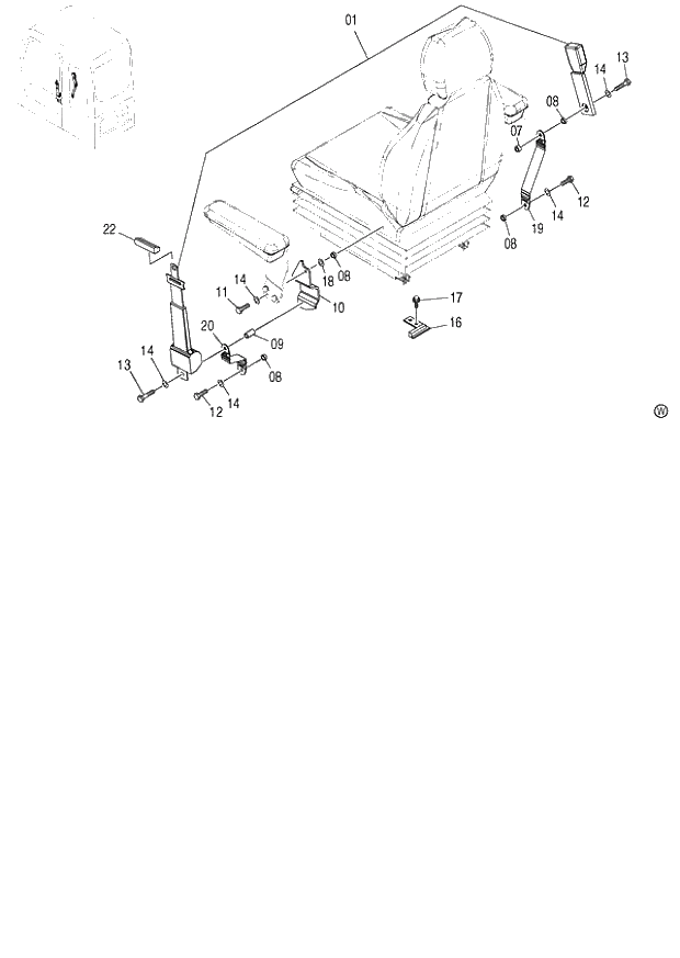 Схема запчастей Hitachi ZX120-E - 183_SEAT BELT (SUSPENSION SEAT) NA (060001-). 01 UPPERSTRUCTURE