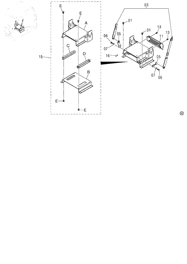 Схема запчастей Hitachi ZX130H - 185_SEAT STAND E (060001-). 01 UPPERSTRUCTURE